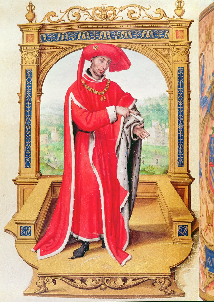 Filip Dobrý (1396-1467) vévoda burgundský, zakladatel Řádu zlatého rouna, ze Statuts de la Toison dOr od Spanish School