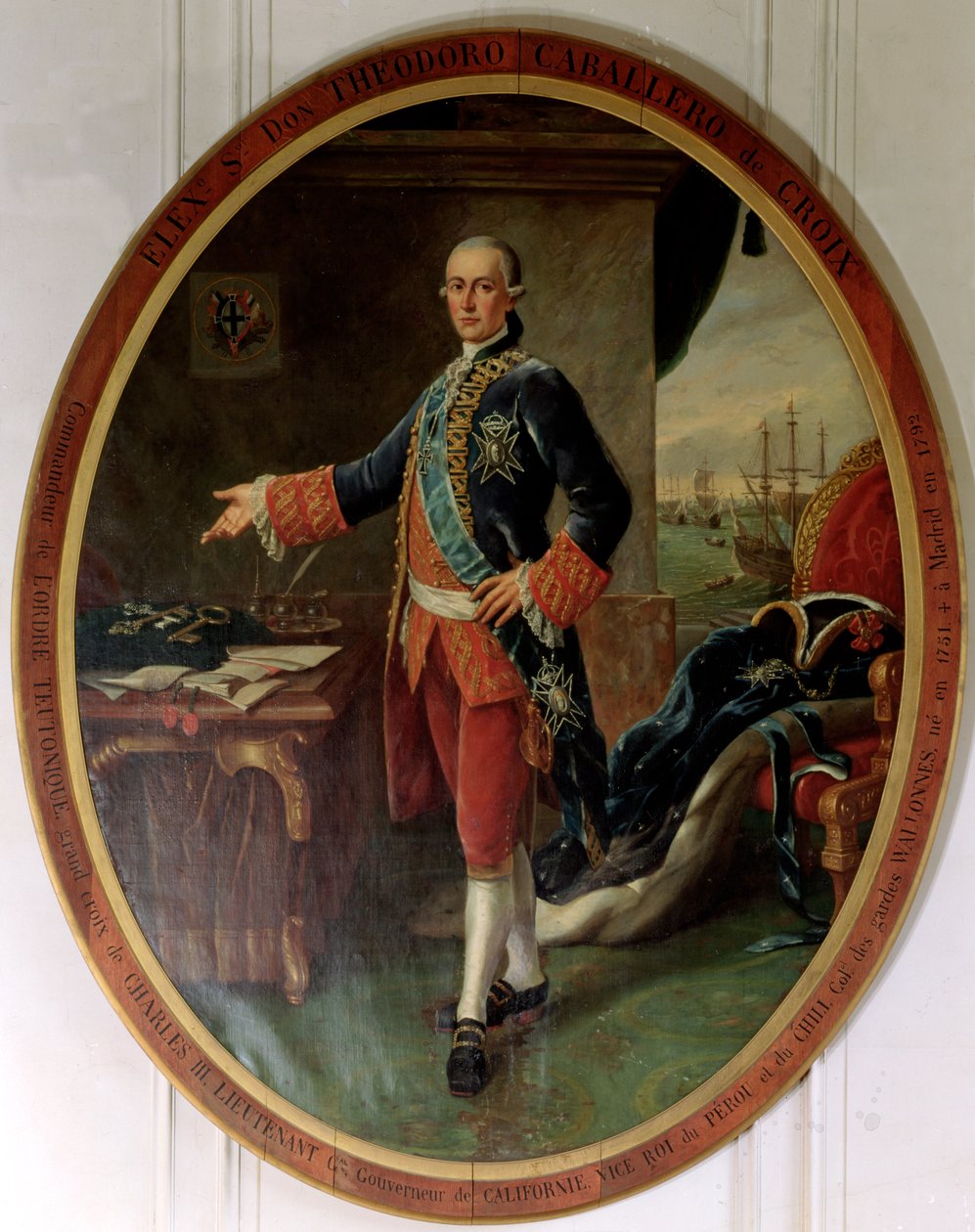 Portrét Caballera Teodora de Croix (1730-92) místokrále Peru a Chile od Spanish School