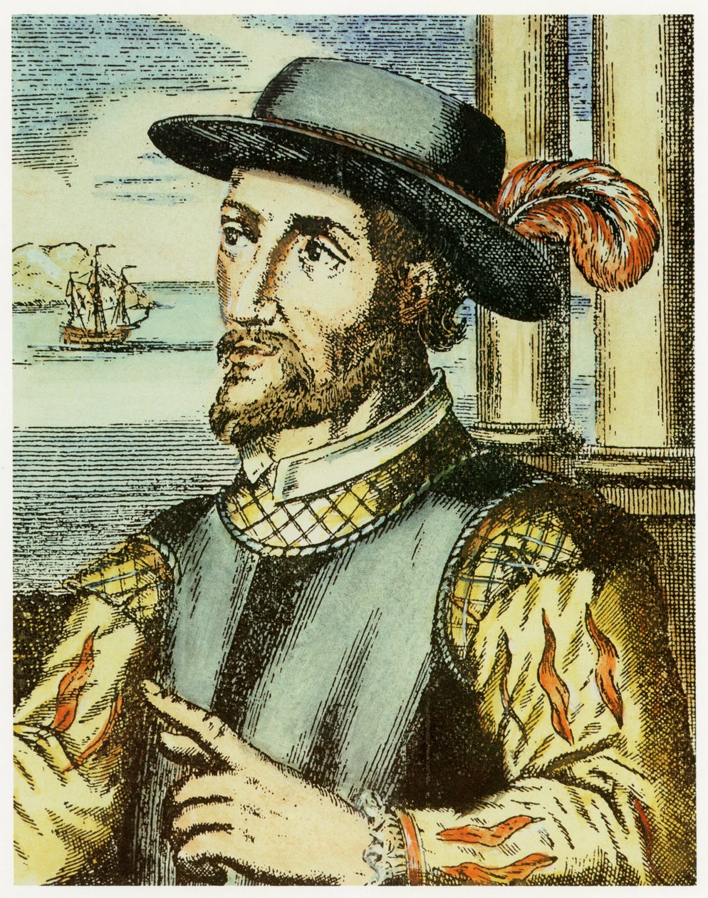 Portrét Juana Ponce de Leon (1474 – 1521) (ručně kolorovaná rytina). od Spanish School