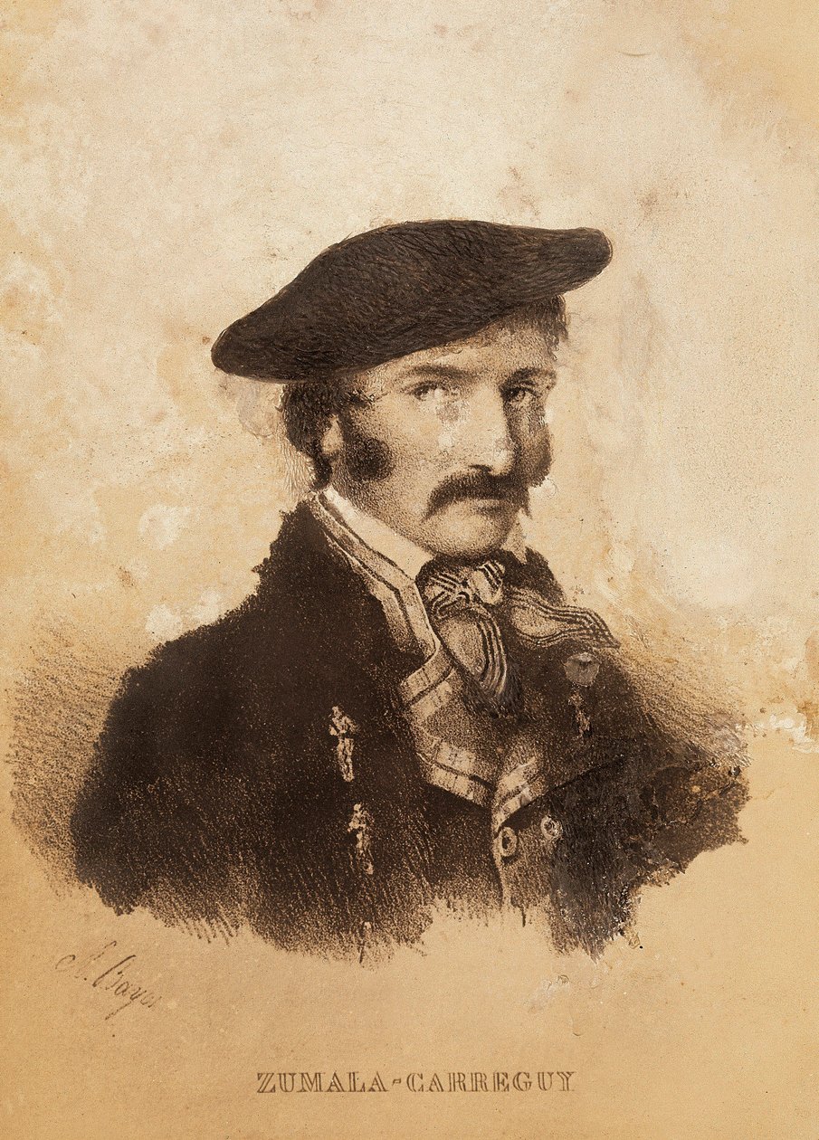 Portrét Tomáše ZumalaCarregui (1788-1835), postava ze španělského tažení nebo války za nezávislost a první carlistské války (rytina) od Spanish School