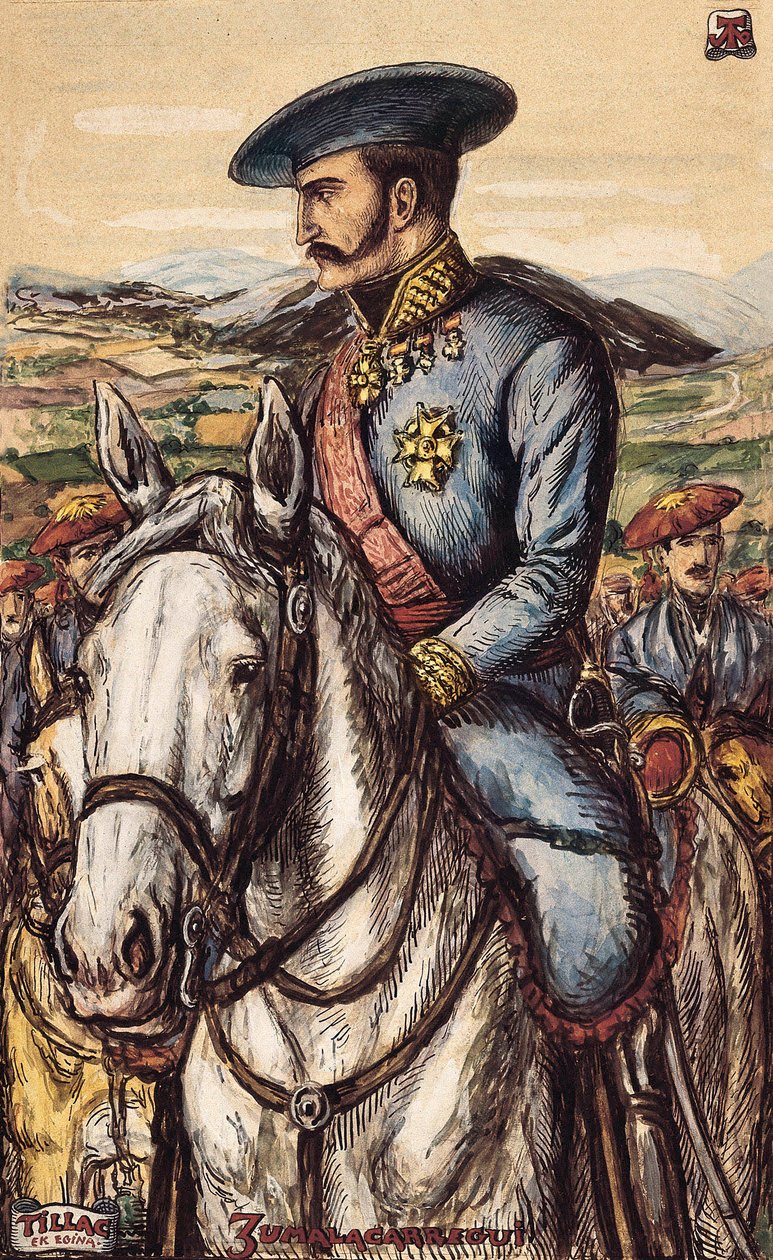 Portrét Tomáše Zumalacarreguiho (1788-1835), vojenského člena carlistské armády během první války (1833-1840) (litografie) od Spanish School