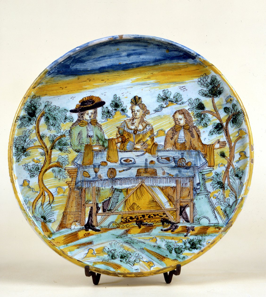 Znázornění venkovního banketu na keramickém talíři Talavera de la reina (Španělsko). Počátek 16. století. Milán, Museo del Castello. od Spanish School