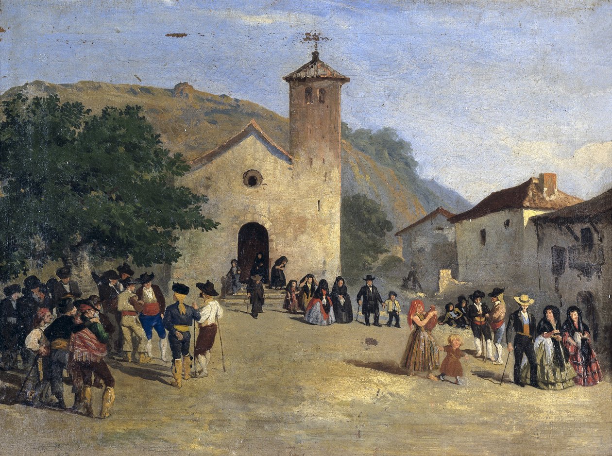Sortie de messe - Vycházející z mše. Anonymní malování od Spanish School