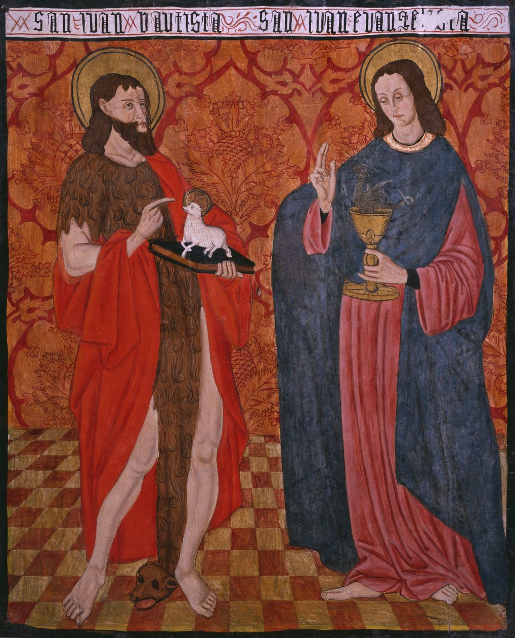 Svatý Jan Křtitel a svatý Jan Evangelista, deska z kostela San Andres of Tortura, konec 15. století - začátek 16. století (malované dřevo) od Spanish School