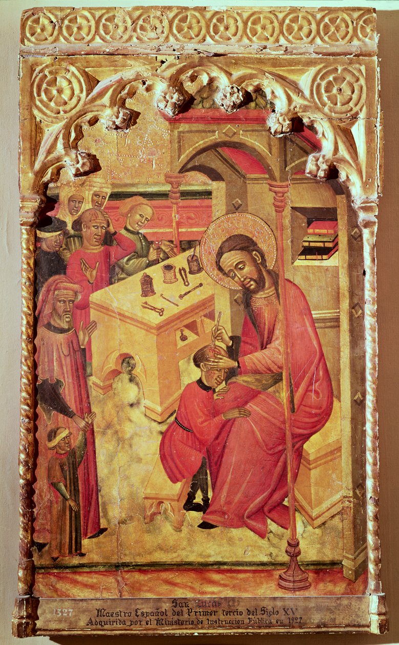 St. Luke Operace na mužské hlavě, c.1400-30 od Spanish School