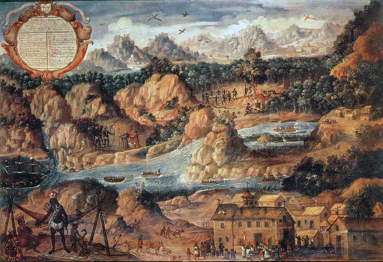 Dobytí Guatemaly v roce 1524 (olej na panelu) od Spanish School