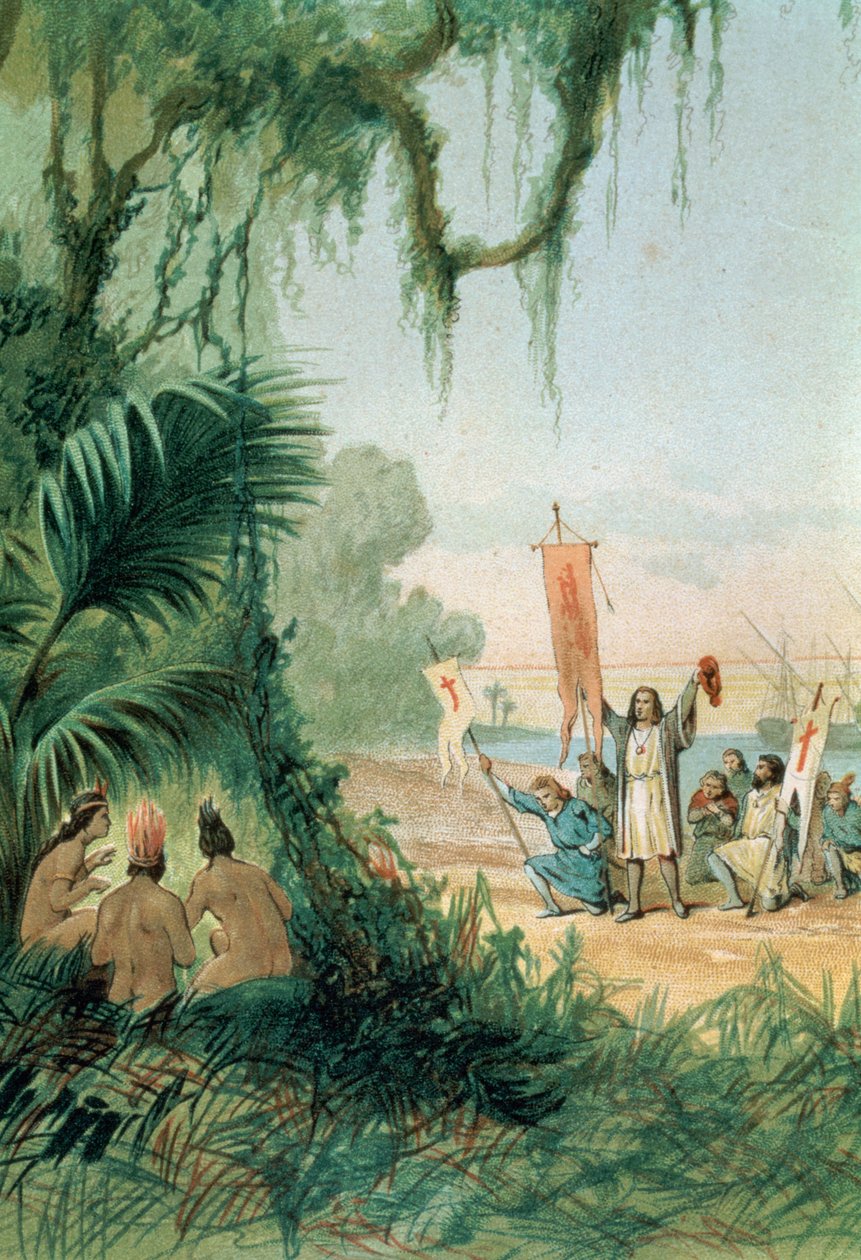 Vylodění Kryštofa Kolumba (1451-1506) na ostrově San Salvador 12. října 1492, hospoda 