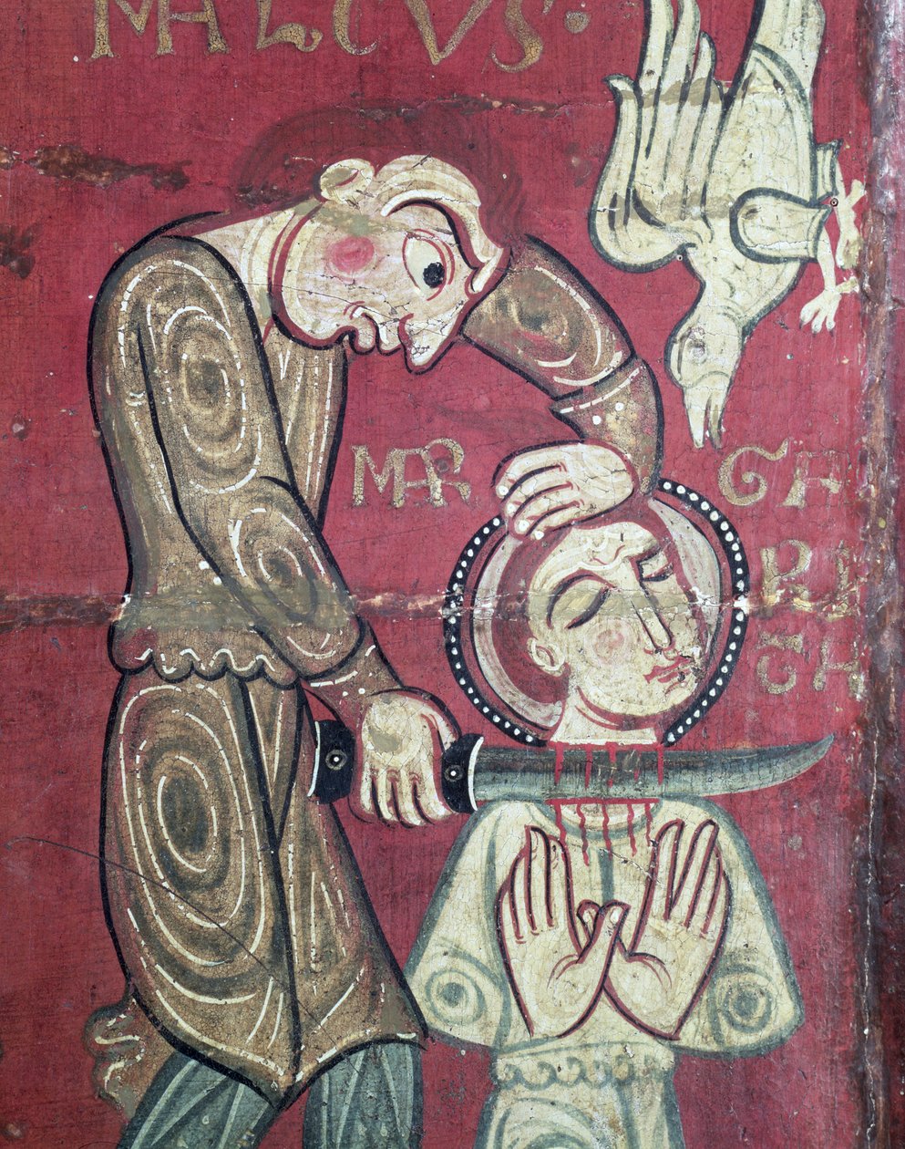 Umučení sv. Markéty Antiochijské, detail z průčelí oltáře z kláštera Santa Margarida de Vilaseca (tempera na dubovém panelu) od Spanish School