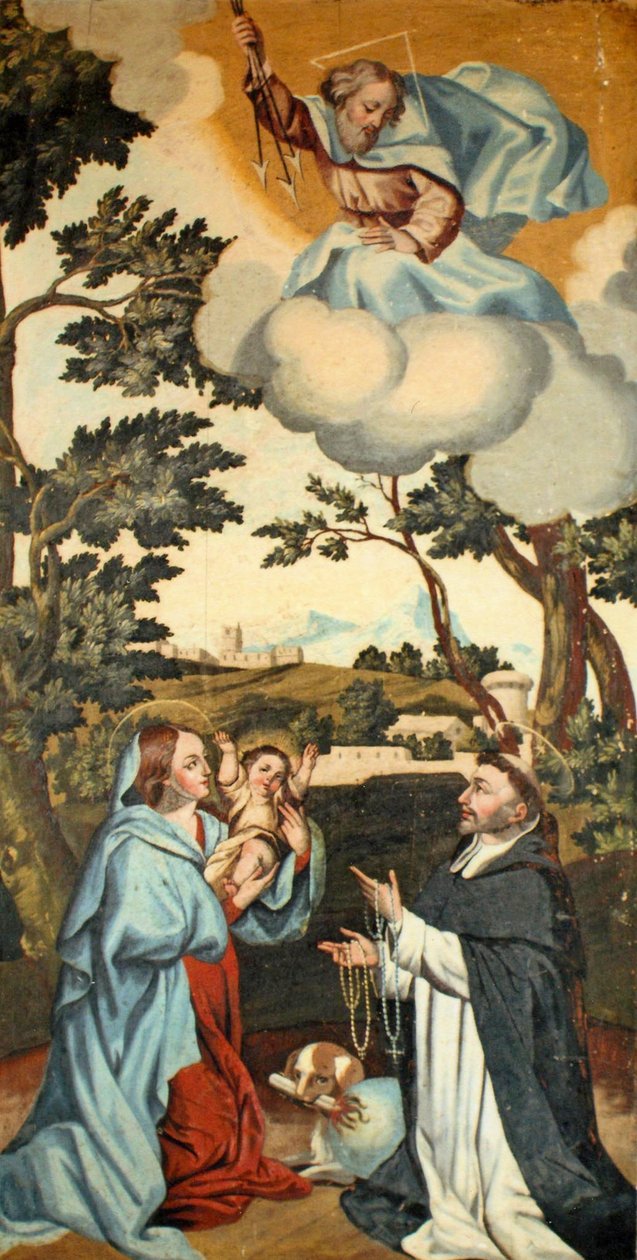 Panna Maria představuje Ježíše sv. Dominikovi (viz také 308142) od Spanish School