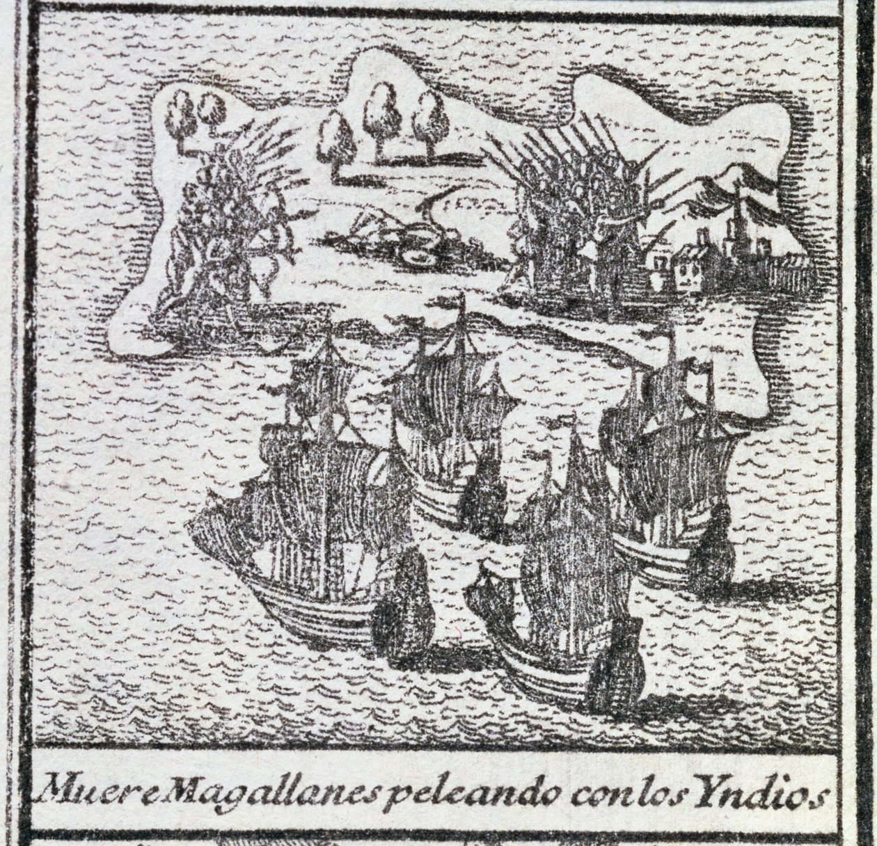 Smrt Magellana v bitvě s Indiány od Spanish School