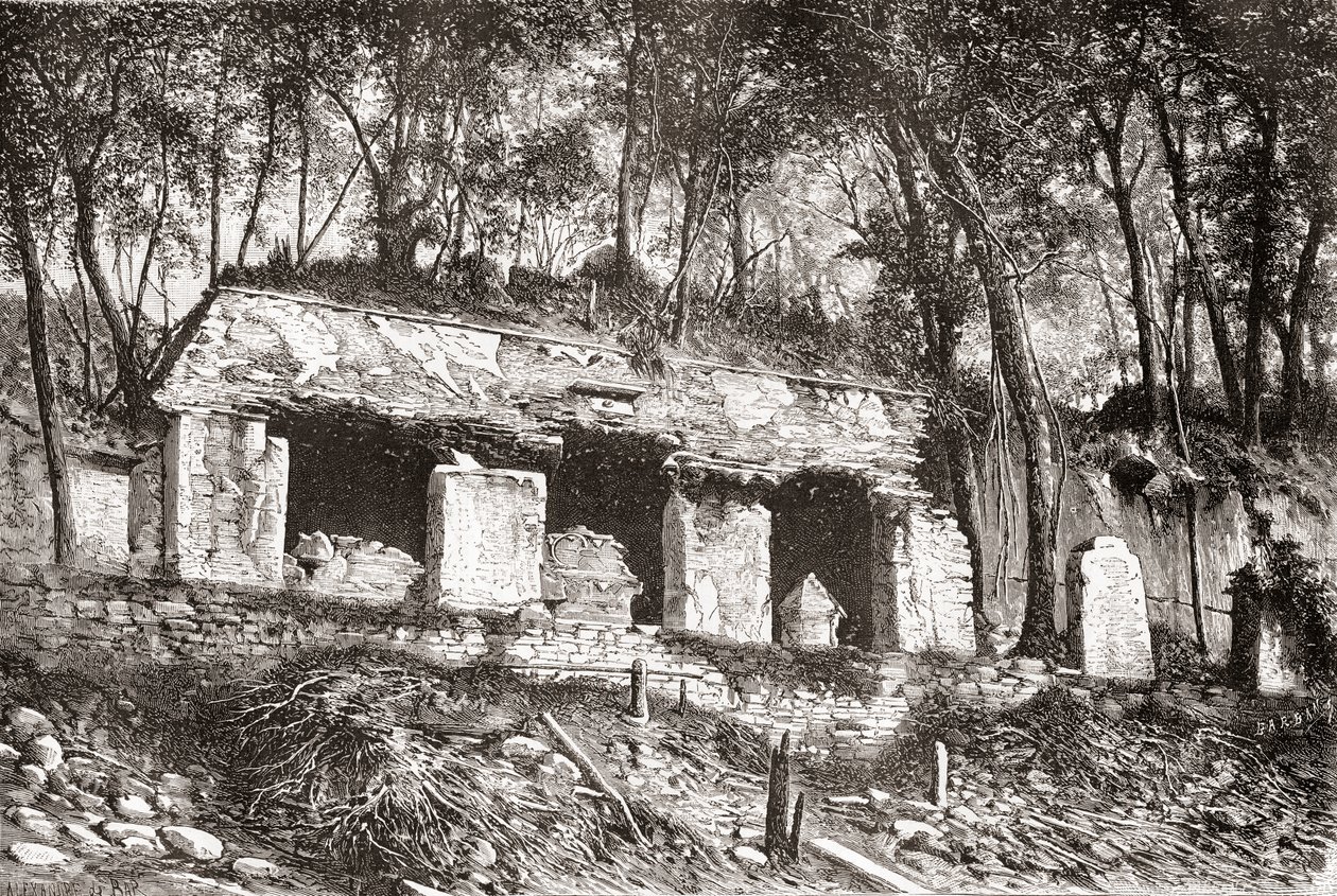 Průčelí paláce v Palenque, jižní Mexiko od Spanish School