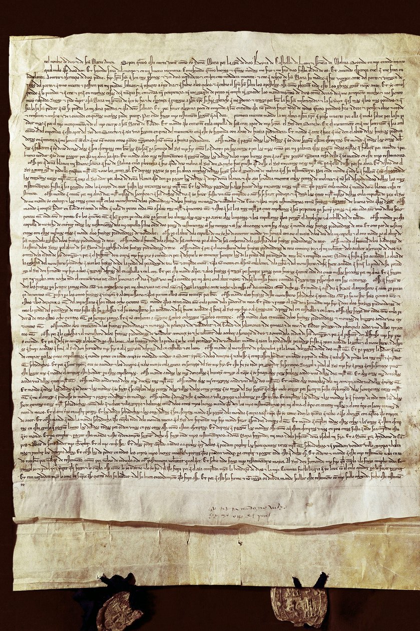 Závěť Marie de Molina (nebo Maria Alfonso de Meneses od Spanish School