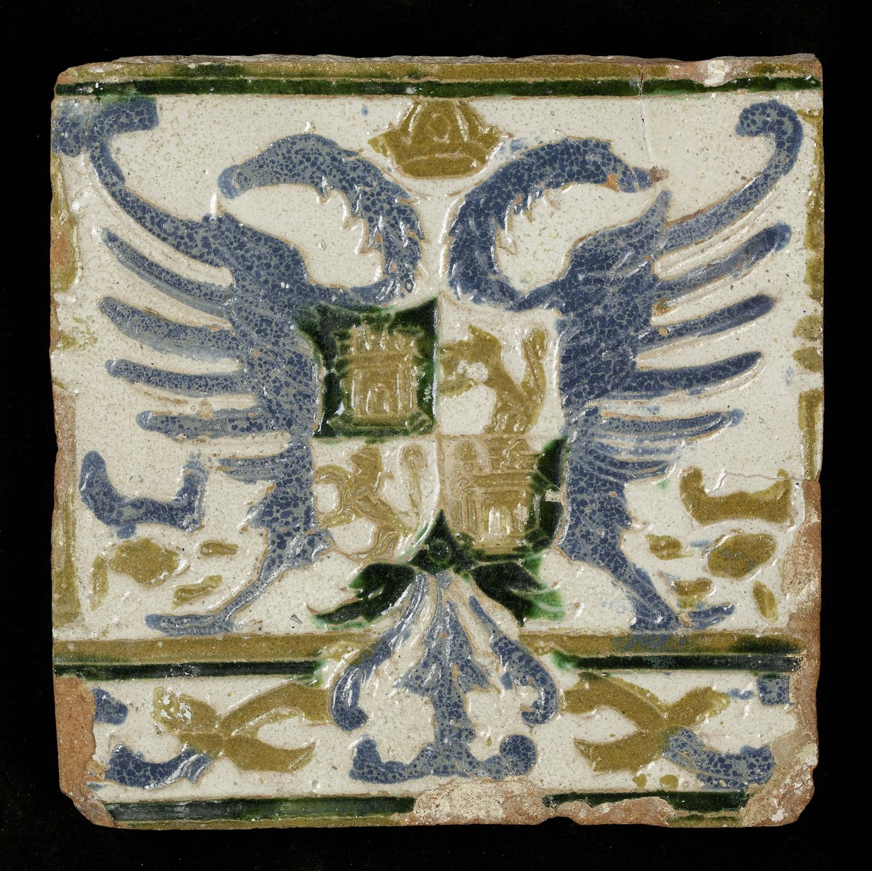 Dlaždice s pažemi Leona a Kastilie, 1525 (kamenina) od Spanish School
