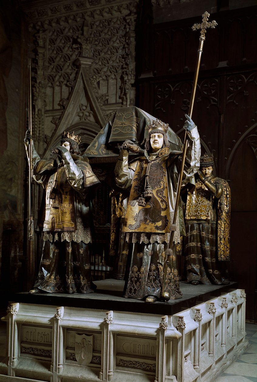Hrobka mořeplavce Kryštofa Kolumba (Cristoforo Colombo, Cristobal Colon) (1451-1506). Katedrála v Seville (Catedral de Santa Maria de la Sedea) Španělsko od Spanish School