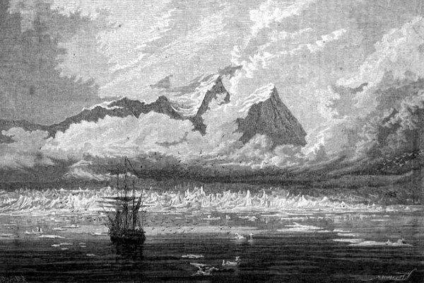 Pohled na Špicberky, souostroví Svalbard, ilustrace z „Návratu do světa“ od Spanish School