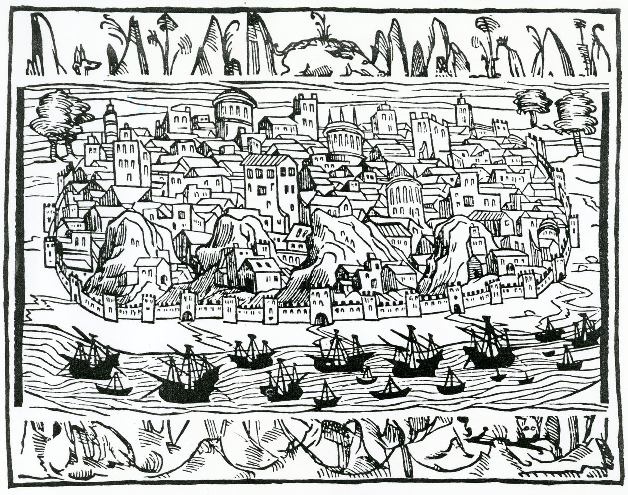 Pohled na Lisabon z Libro de Grandezas y cosas Memoralder de Espana od Pedra Mediny, 1548 od Spanish School