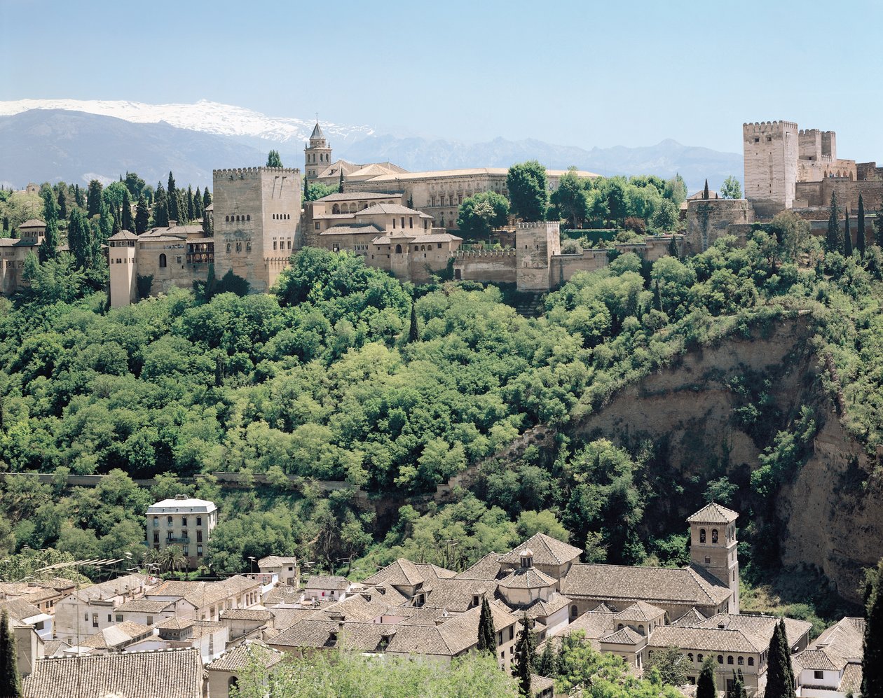 Pohled na palác Alhambra od severovýchodu, 14.-16. století od Spanish School