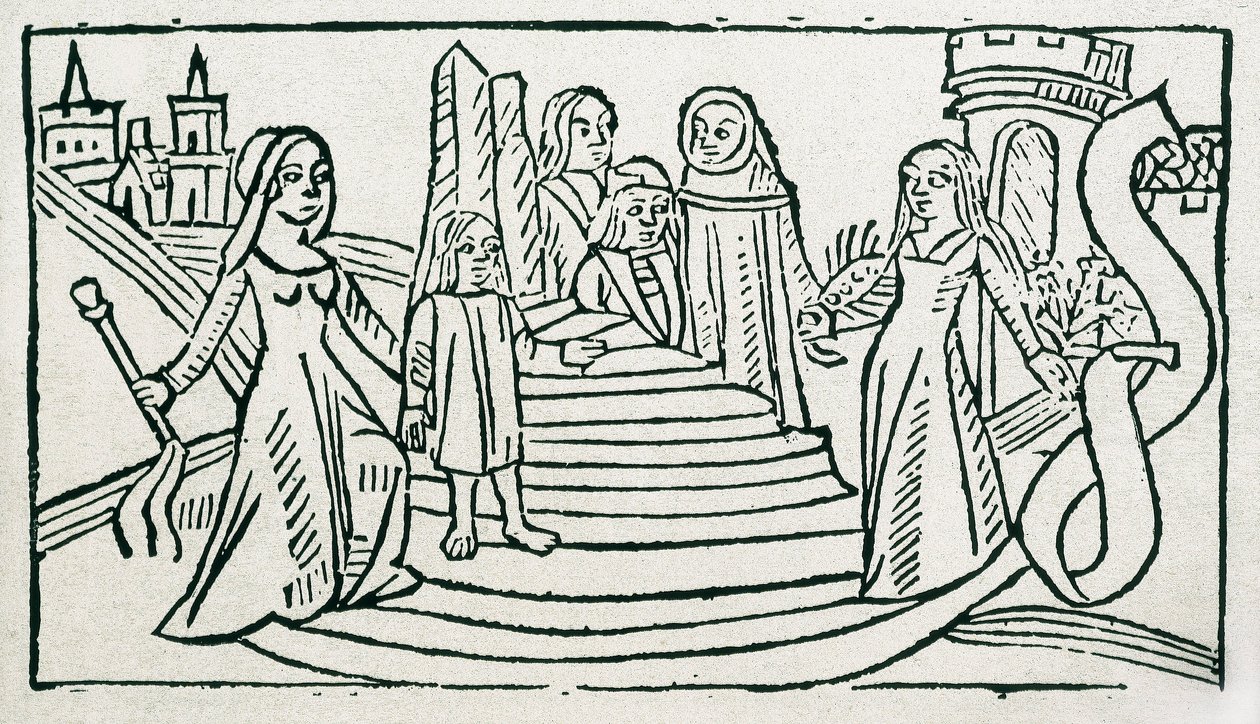 Delikátní vize filozofie a svobodných umění (Rozkošná vize filozofie a svobodných umění) Alfonso de la Torre a Valladolid od Spanish School