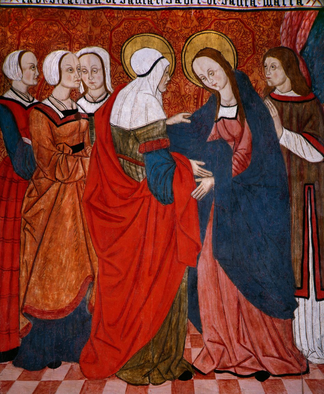 Návštěva, panel z kostela San Andres of Tortura, konec 15. století-začátek 16. století (malované dřevo) od Spanish School