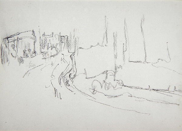 Interiér divadla, pro jeskyni zlatého telete (grafit) (viz 265062 na druhou stranu) od Spencer Frederick Gore