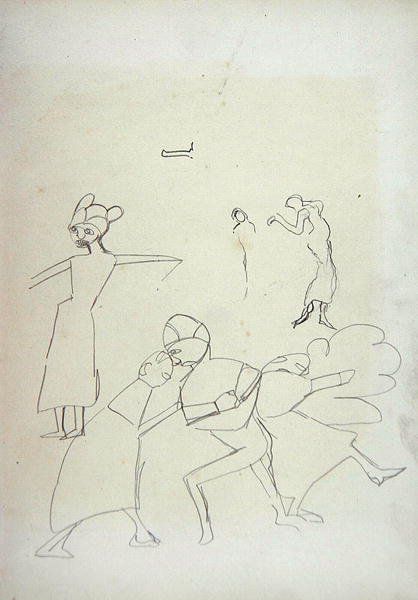 Studium obrázků pro jeskyni Zlatého tele (grafit) (viz 265072 pro recto) od Spencer Frederick Gore