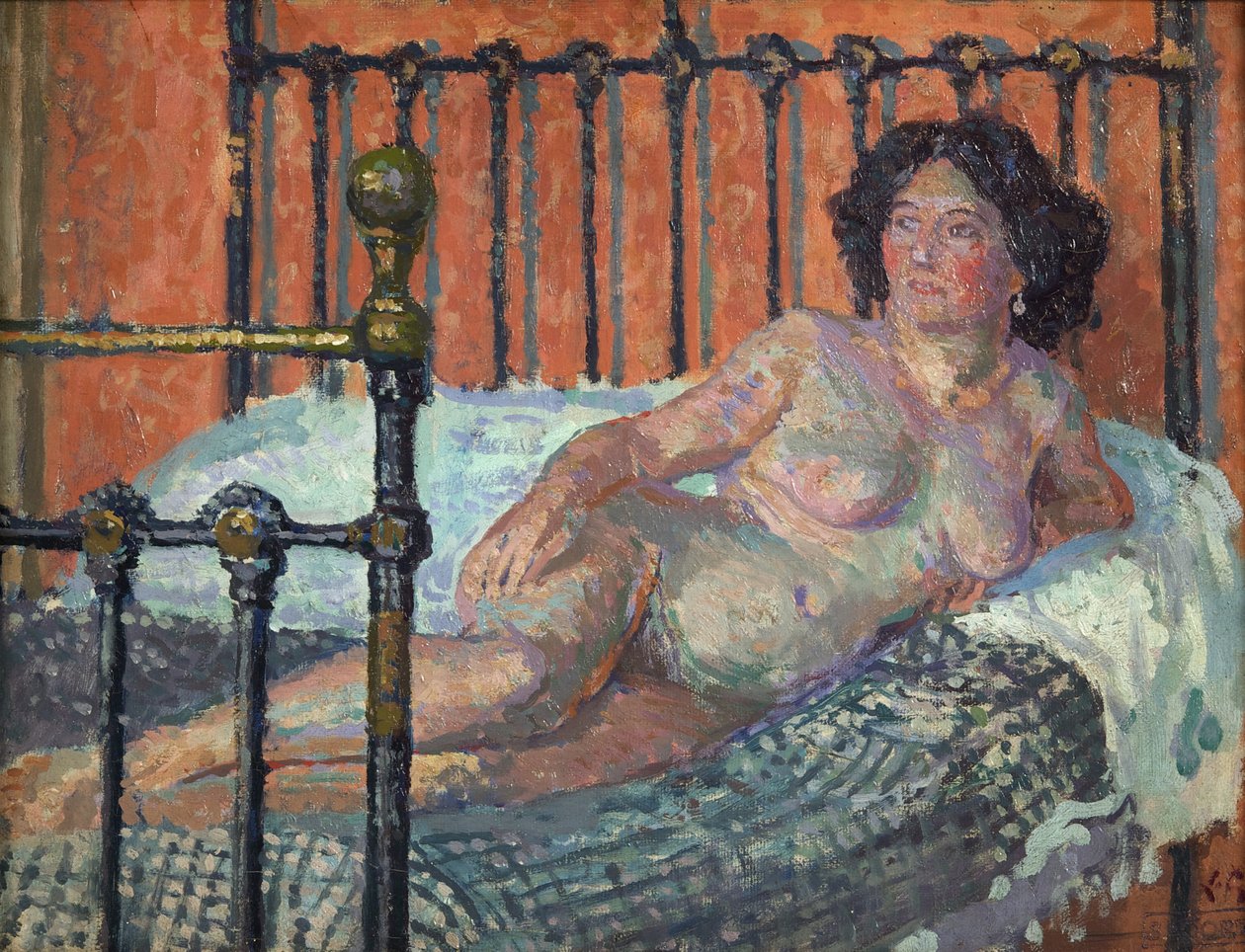 Nahá v posteli, c. 1910 (olej na plátně) od Spencer Frederick Gore