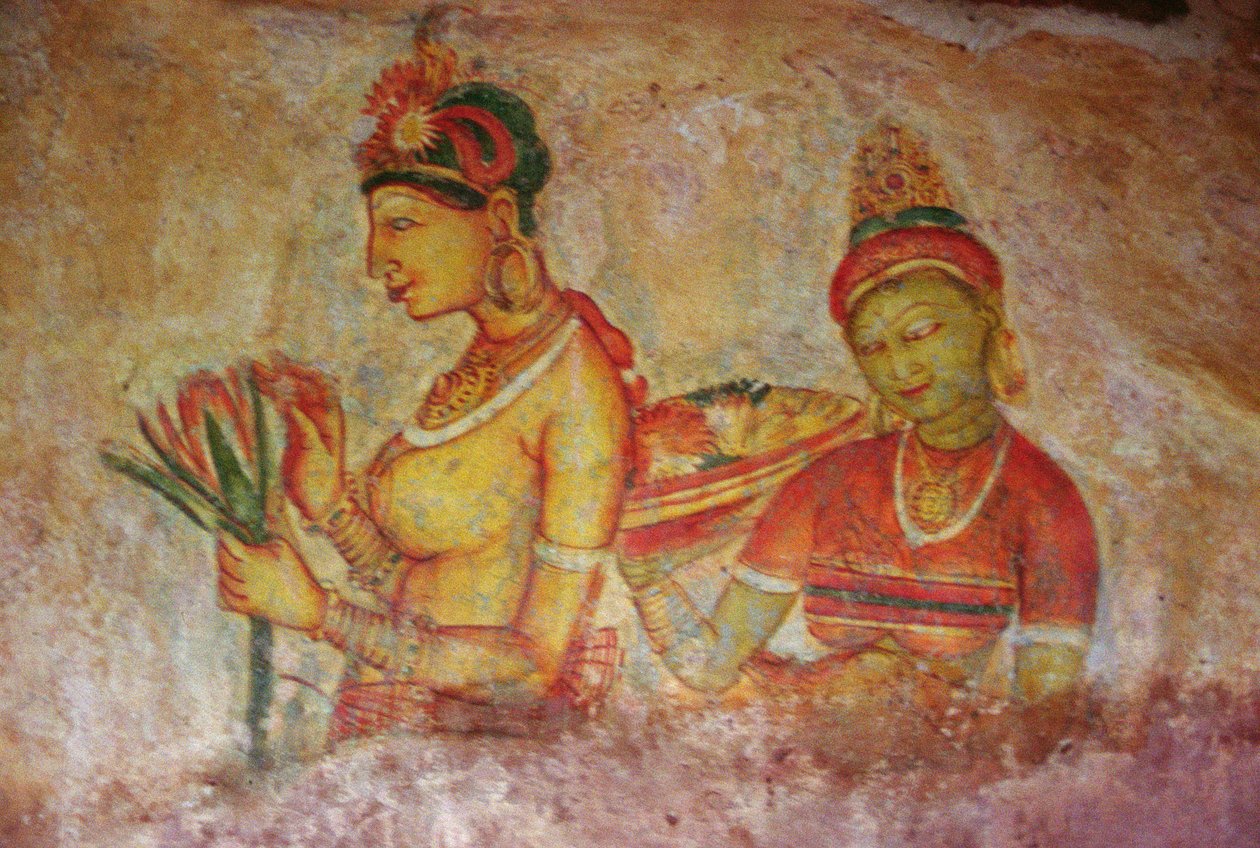 The Cloud Damsels, from the Rock Fortress (detail) od Sri Lankan School