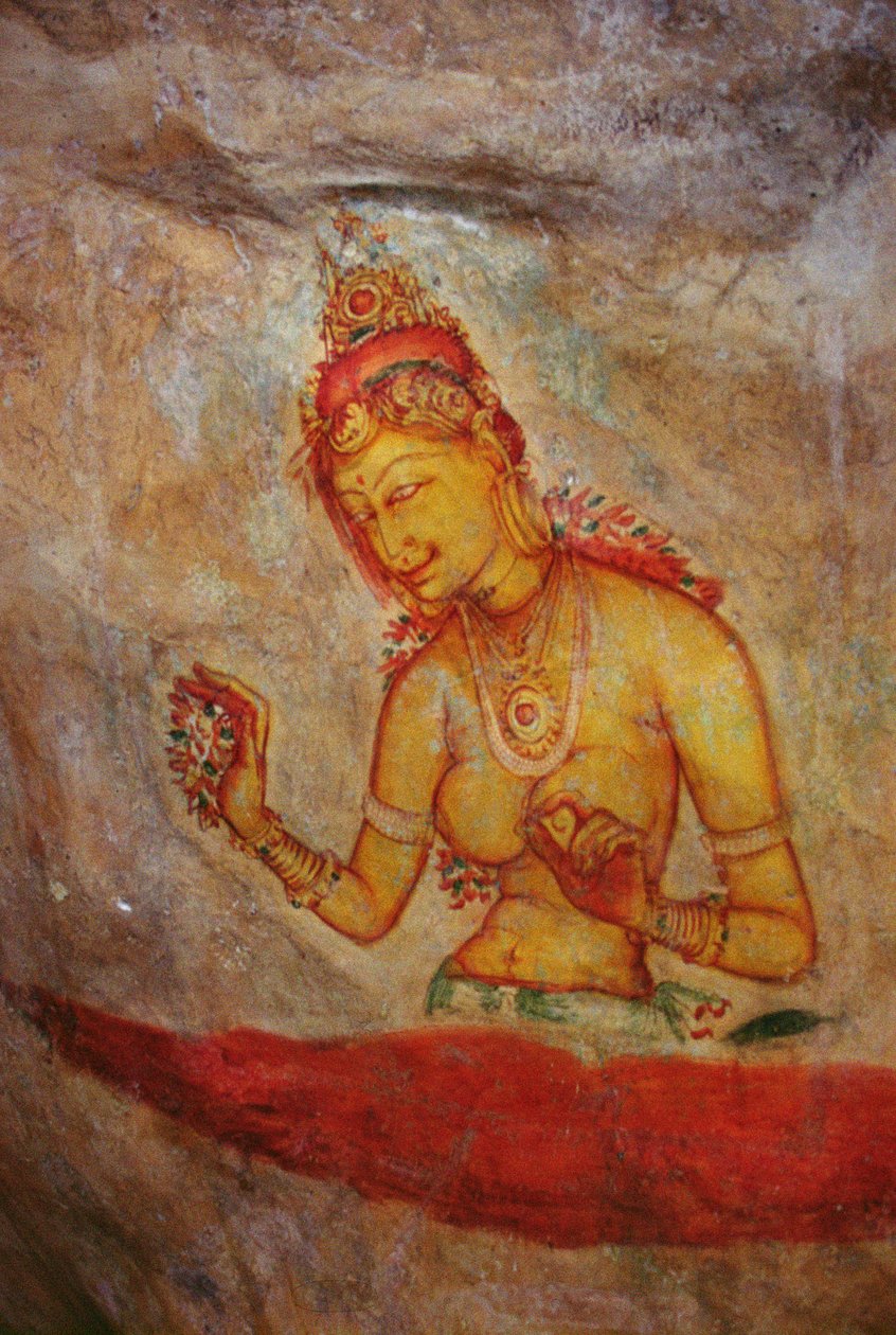 The Cloud Damsels, from the Rock Fortress (detail) od Sri Lankan School