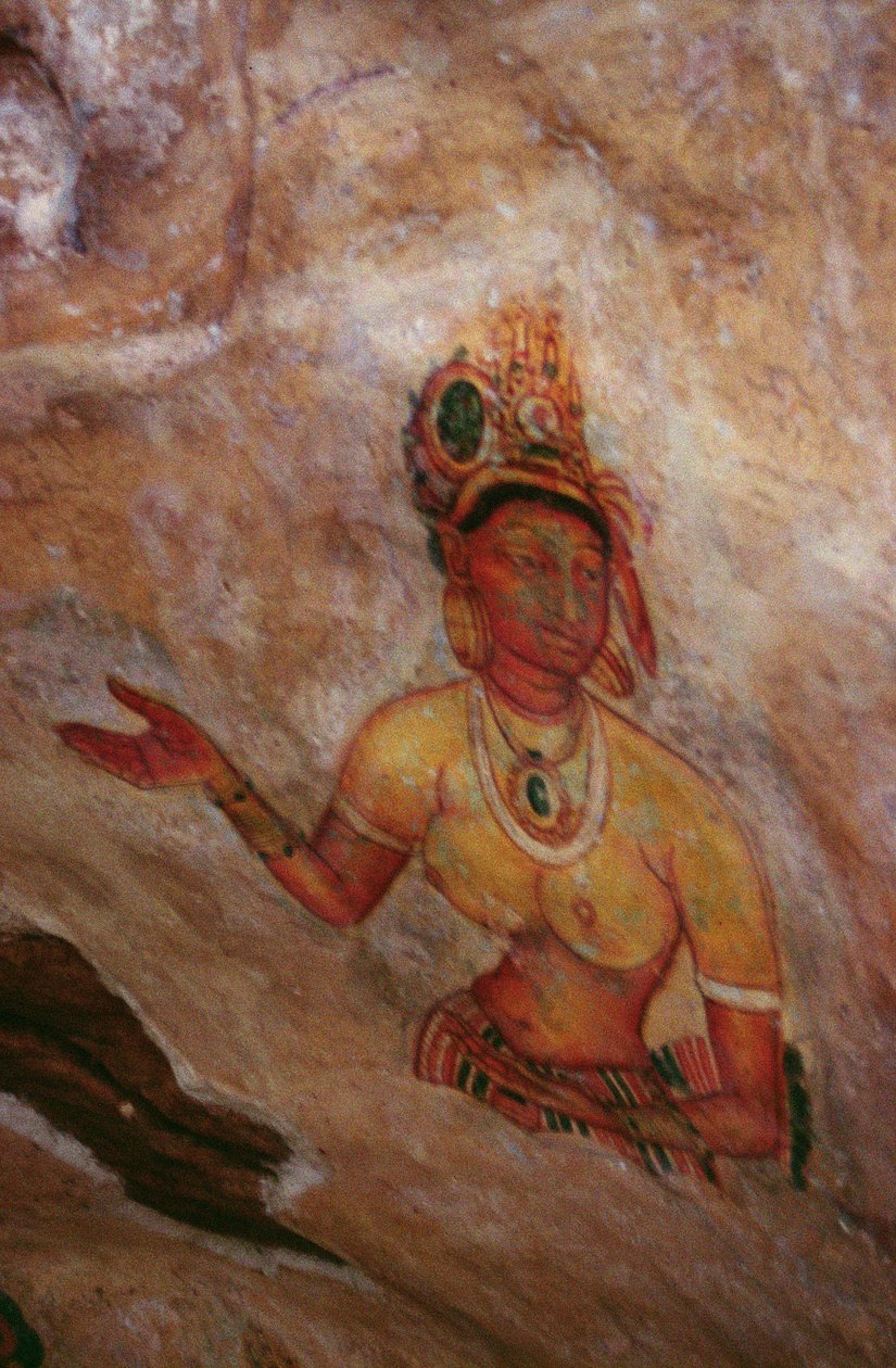 Dámy v oblacích, ze skalní pevnosti (detail) od Sri Lankan School