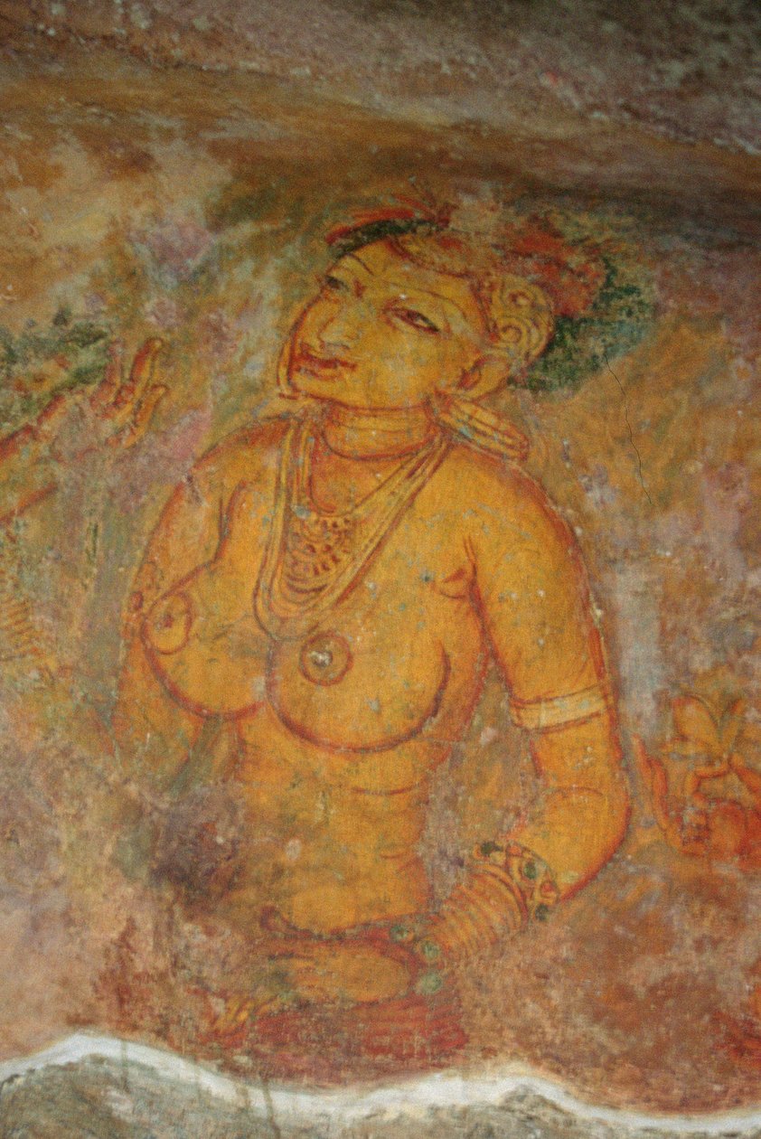 Dámy v oblacích, ze skalní pevnosti (detail) od Sri Lankan School