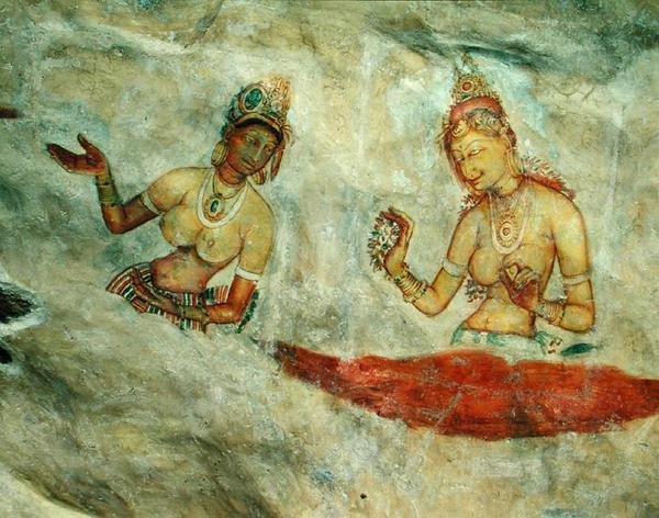 The Cloud Damsels, from the Rock Fortress (detail) od Sri Lankan School