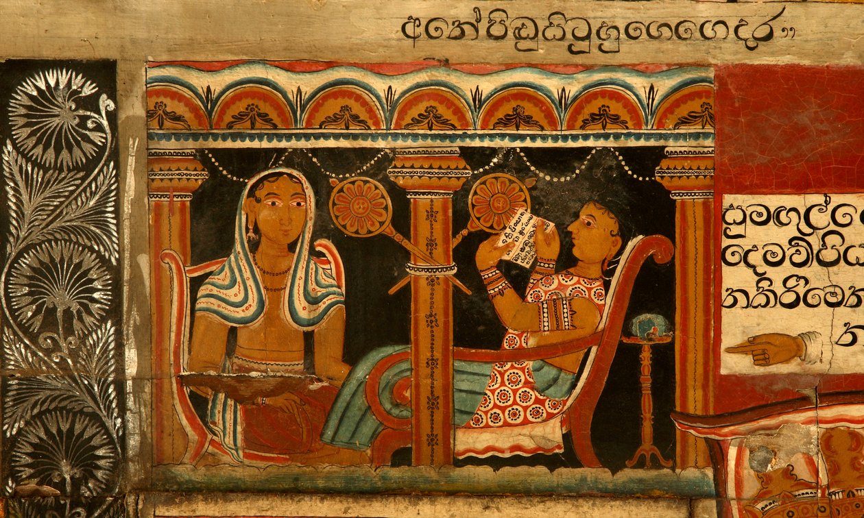 Nástěnná malba v Domě obrazů chrámu Subdharama, Dehiwala (nástěnná malba) od Sri Lankan School