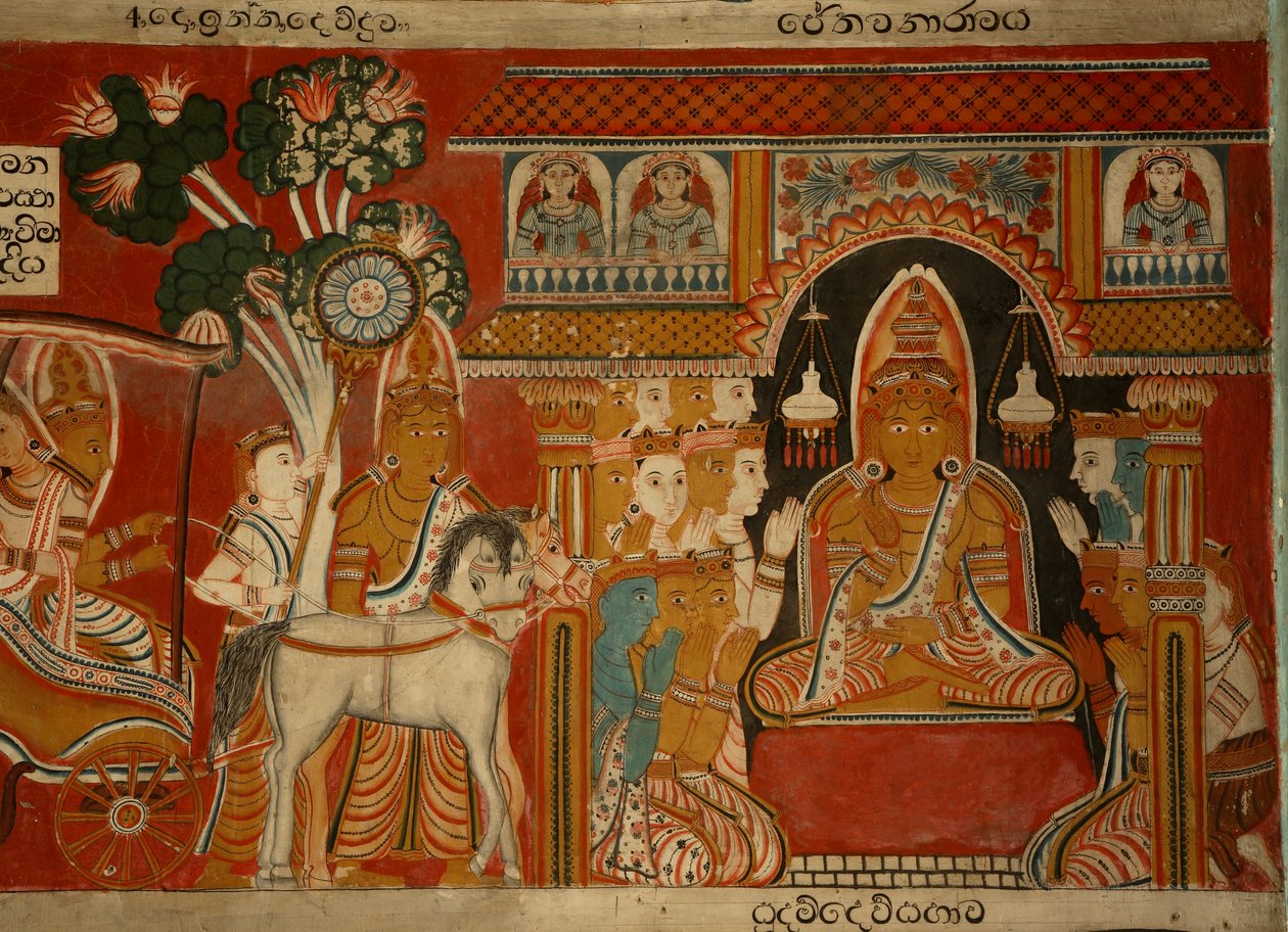 Nástěnná malba v Domě obrazů chrámu Subdharama, Dehiwala (nástěnná malba) od Sri Lankan School