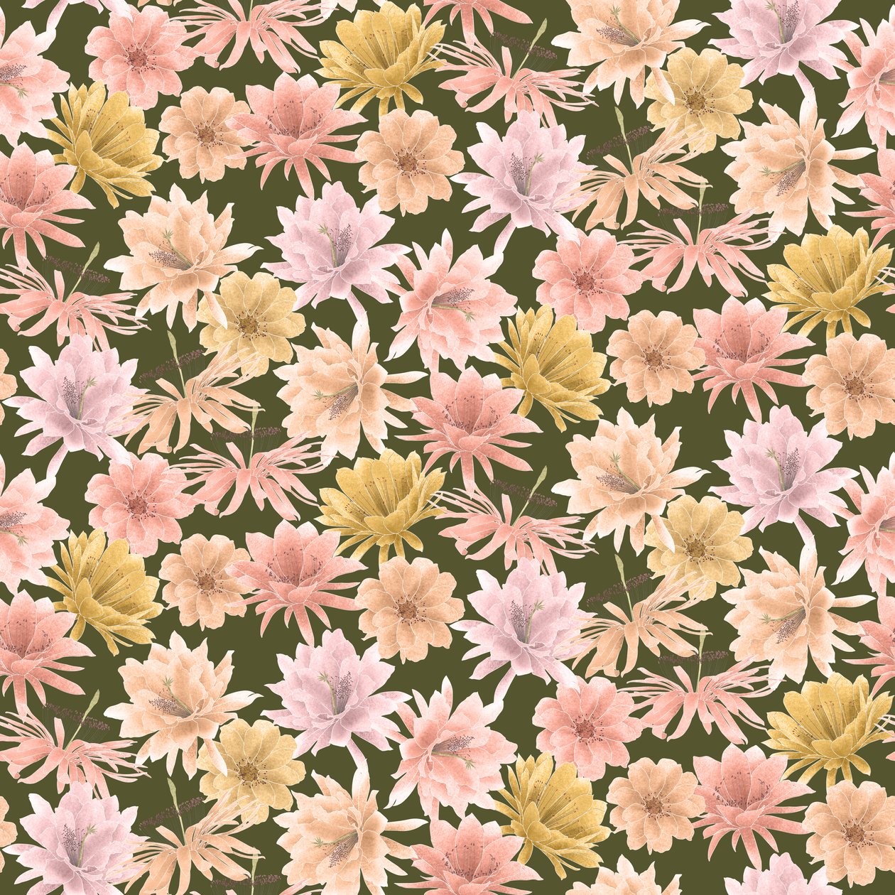 Vzor Mojave Desert Blooms, 2021 (grafitová tužka a digitální tisk) od Stacy Hsu