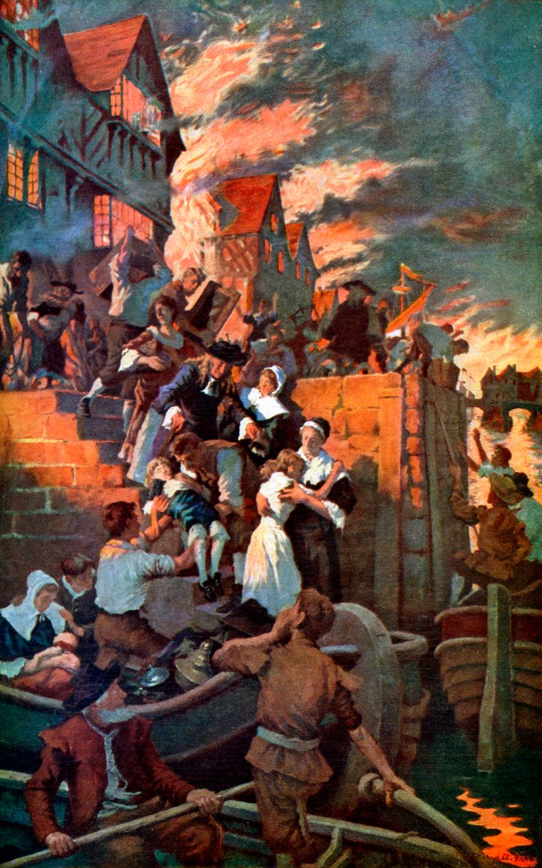 Velký požár Londýna v roce 1666, c1920 od Elizabeth Adela Stanhope Forbes