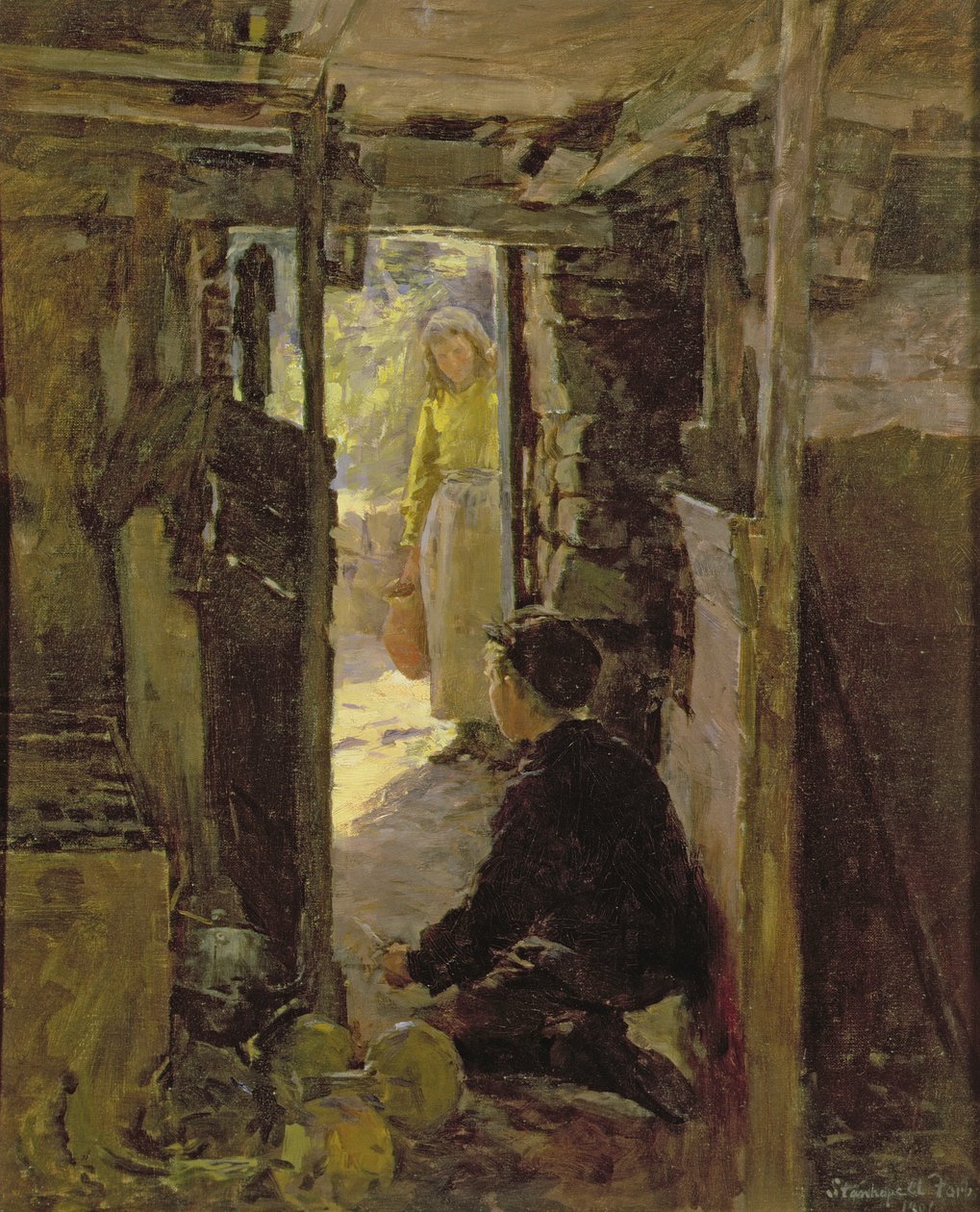 U dveří chaty od Stanhope Alexander Forbes