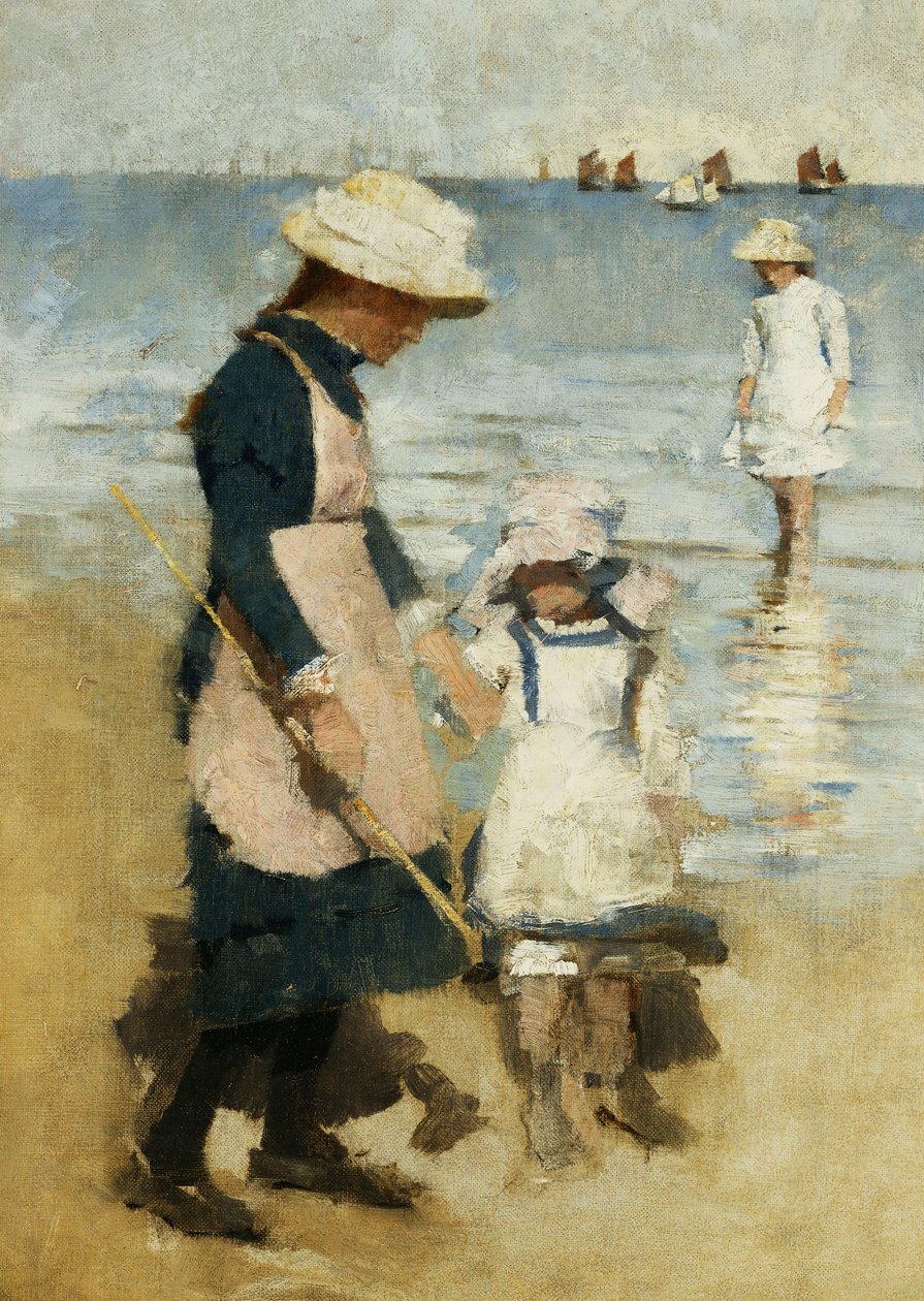 Děti na pláži, kolem roku 1891 (olej na plátně) od Stanhope Alexander Forbes