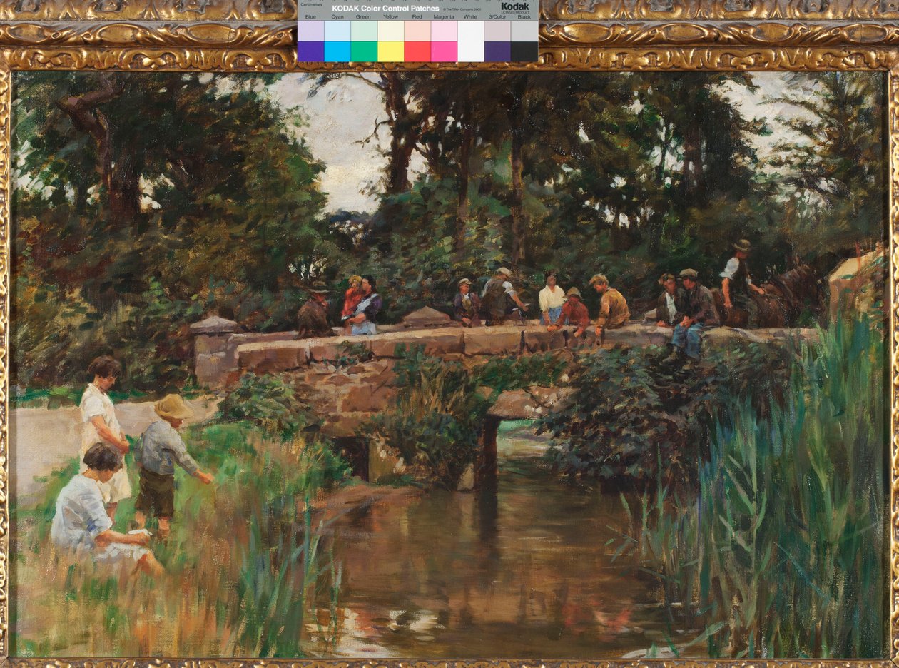 Relubbus Bridge, kolem roku 1930 (olej na plátně) od Stanhope Alexander Forbes