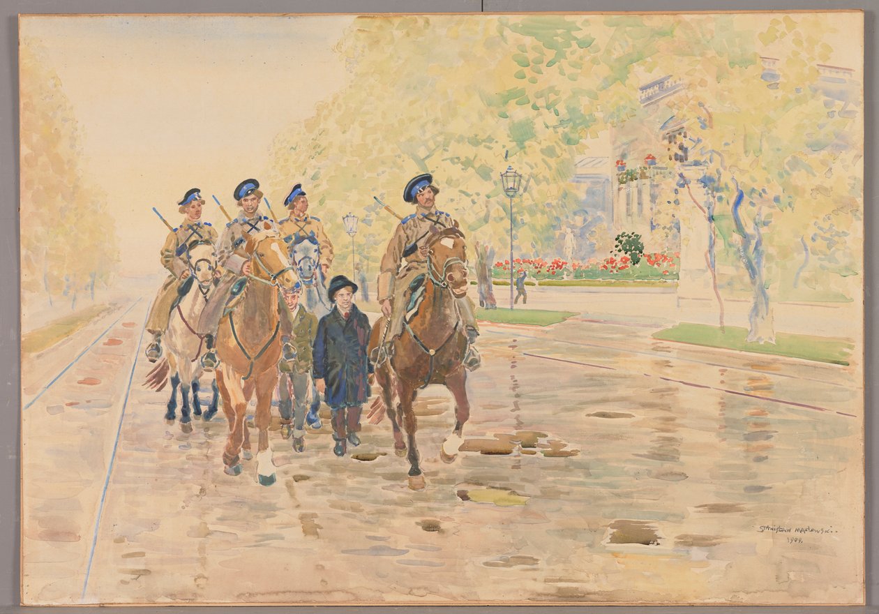 Horse patrol in Aleje Ujazdowskie in 1905, Stanisław Masłowski od Stanisław Masłowski