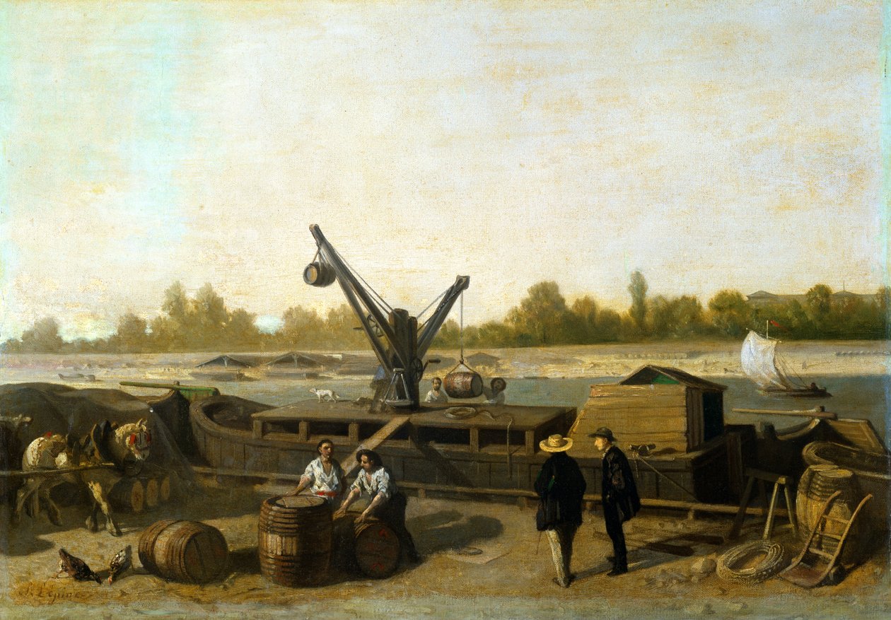 Člun na nábřeží od Stanislas Victor Edouard Lepine