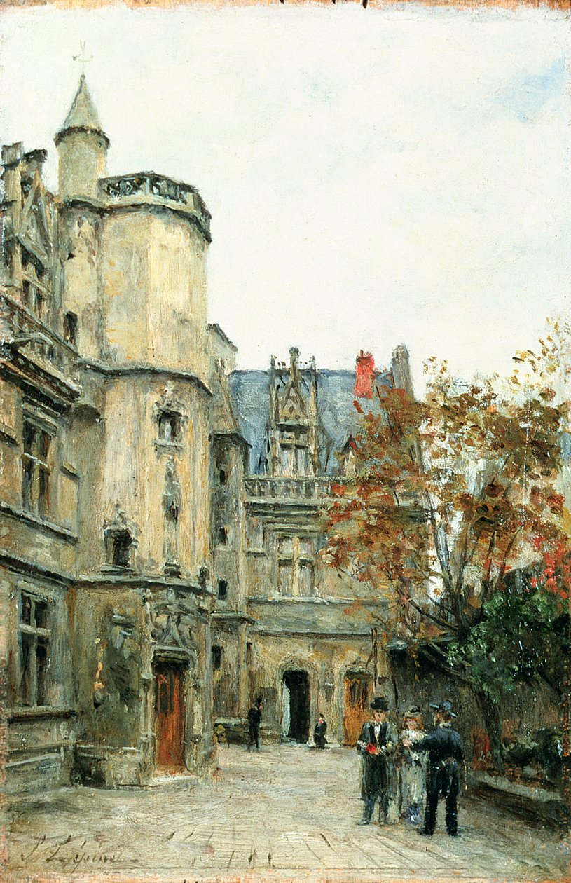 Nádvoří muzea v Cluny, cca 1878-80 (panel) od Stanislas Victor Edouard Lepine