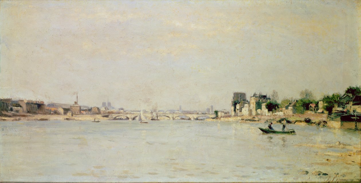 Pohled na řeku Seinu (ropa) od Stanislas Victor Edouard Lepine