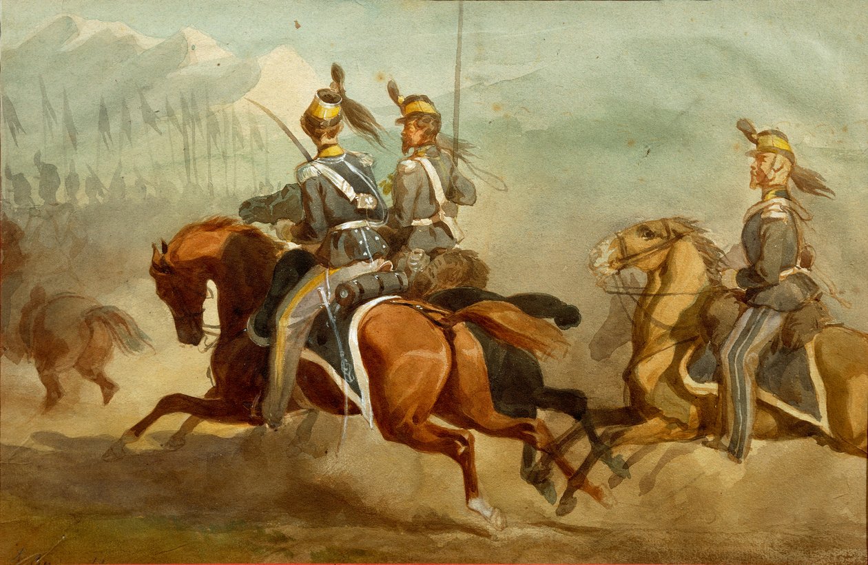 Kavalérie, ilustrace Stanislao Grimaldi del Poggetto od Stanislas Grimaldi del Poggetto