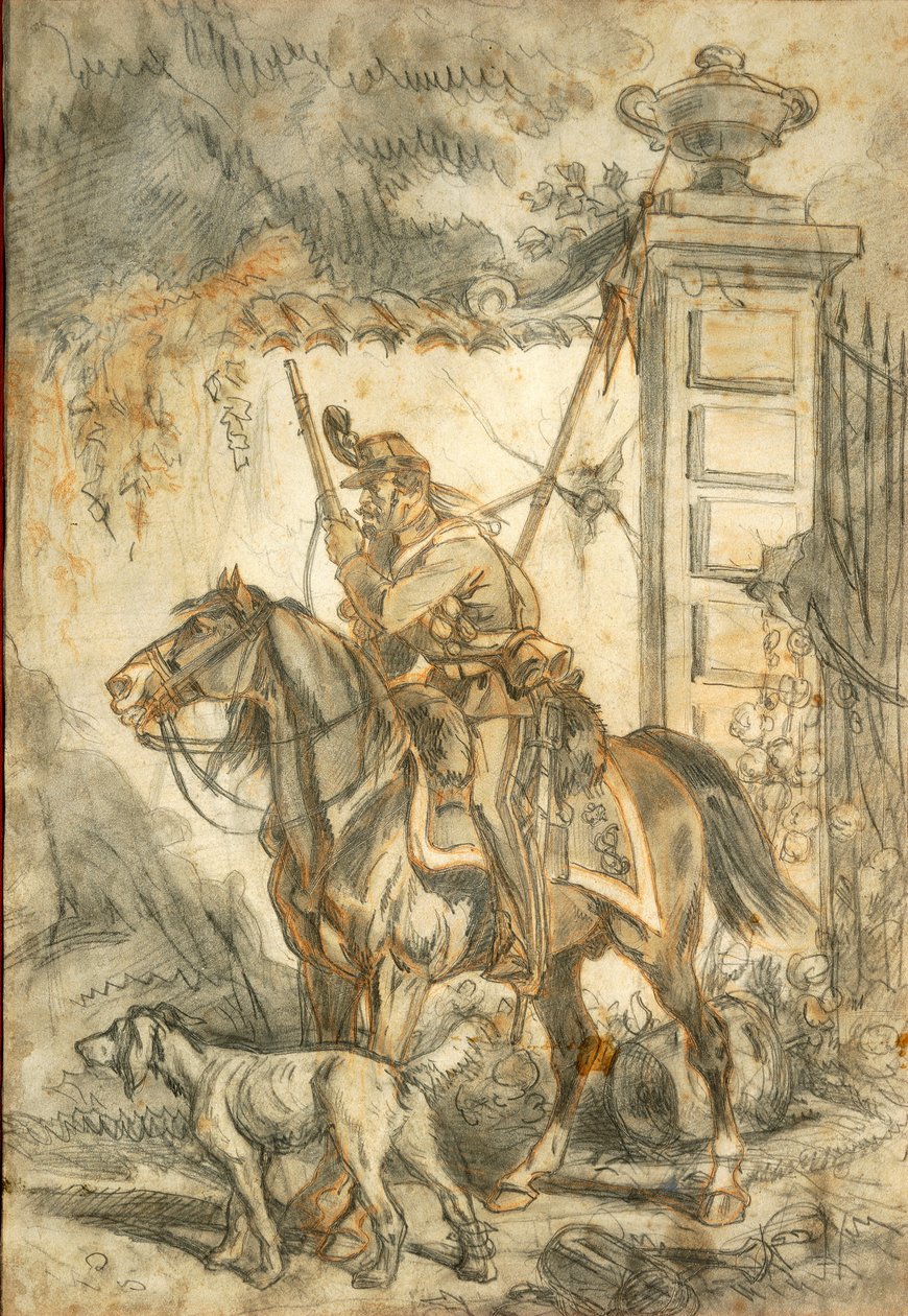 Kopiníci na hlídce, ilustrace Stanislao Grimaldi del Poggetto od Stanislas Grimaldi del Poggetto