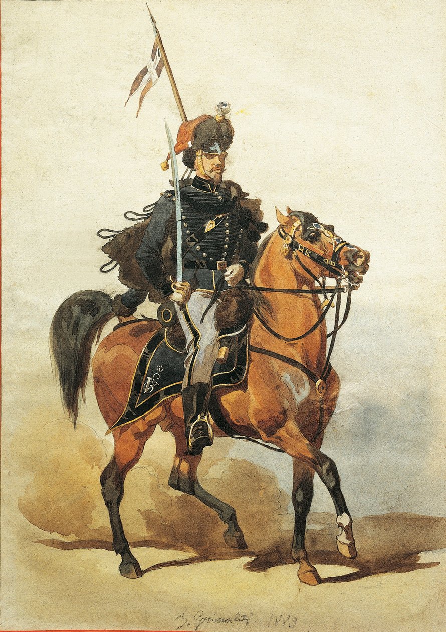 Důstojník husarů z Piacenzy, kresba Stanislao Grimaldi del Poggetto od Stanislas Grimaldi del Poggetto
