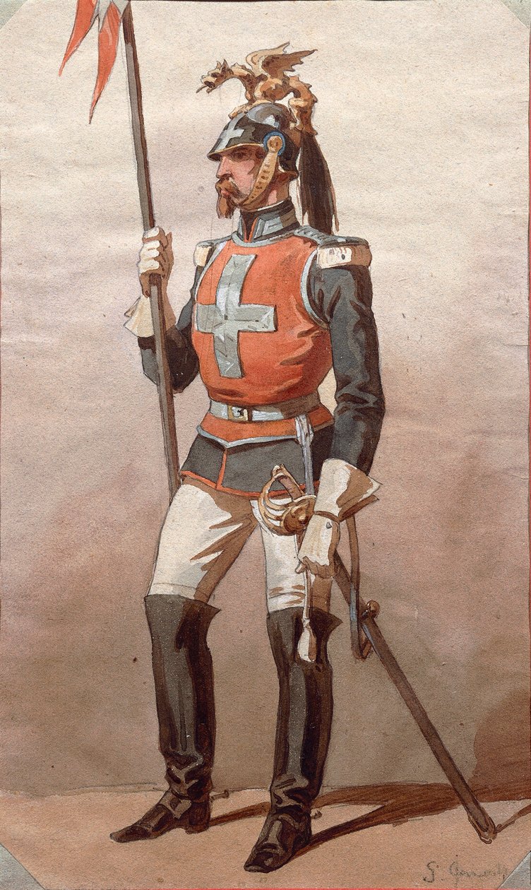 Studium uniformy, kresba Stanislao Grimaldi del Poggetto od Stanislas Grimaldi del Poggetto