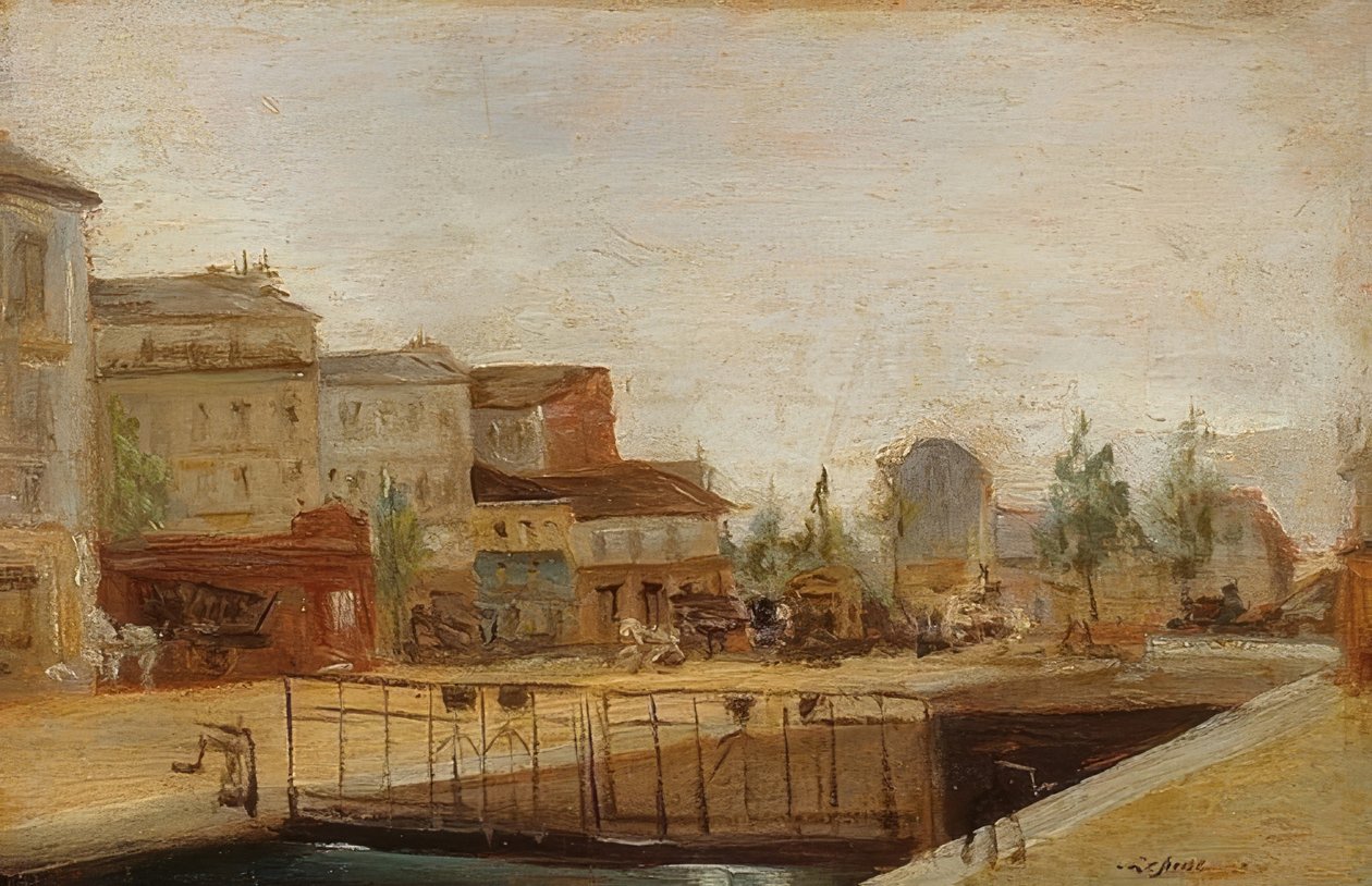 Canal Saint-Martin v Paříži se zámkem od Stanislas Lepine