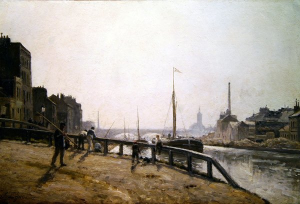 Scéna kanálu (olej na plátně) od Stanislas Victor Edouard Lepine