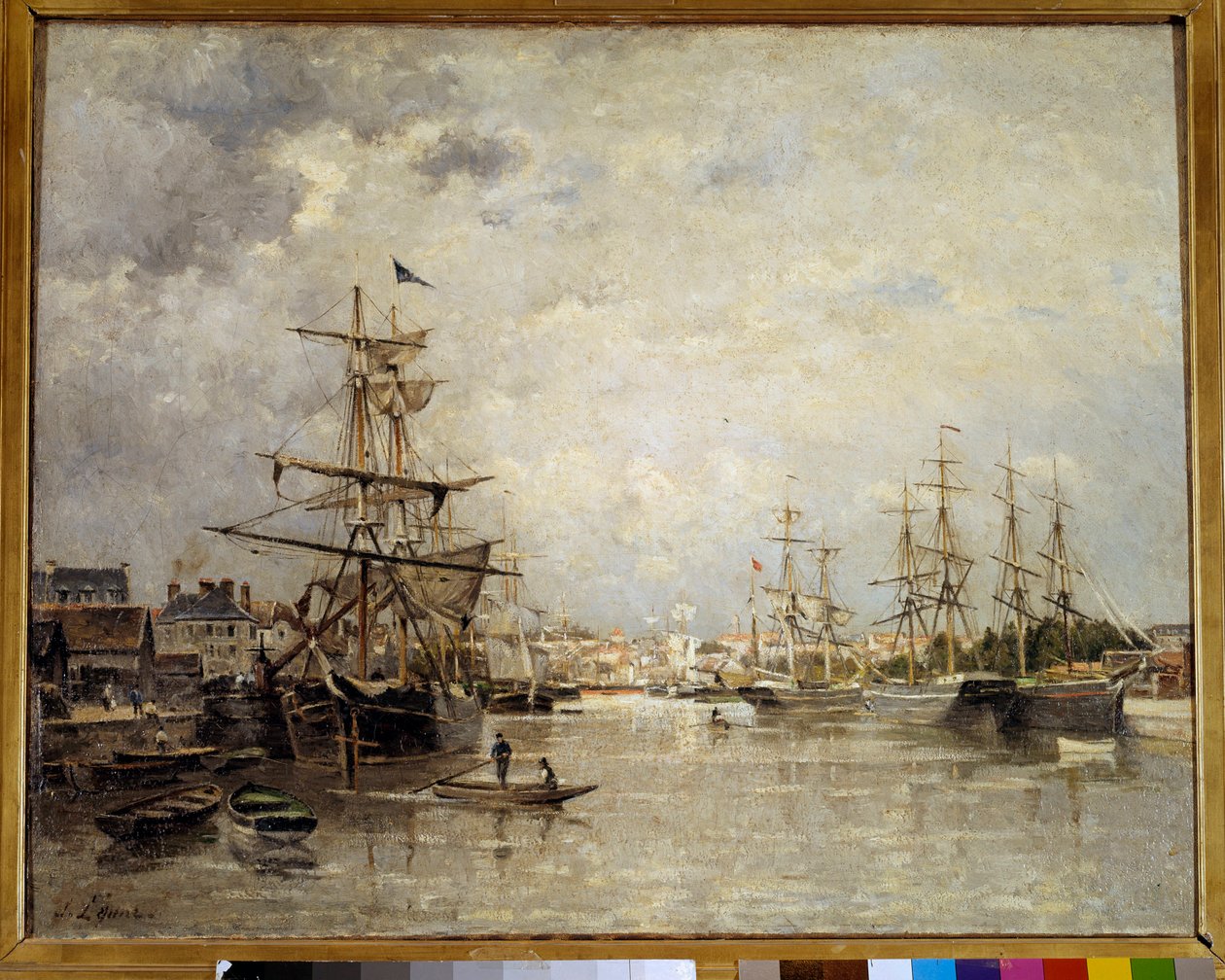 Obraz The Port of Caen od Stanislase Lepinea (1835-1892) 1859 Sun. 0,72x0,91 m Paříž, muzeum Orsay od Stanislas Victor Edouard Lepine