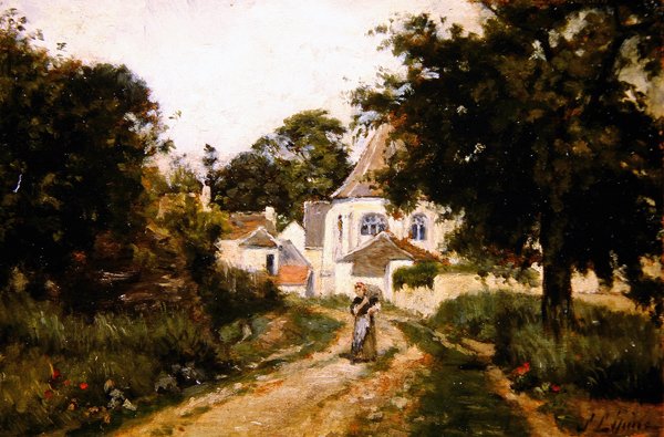 Odcházení z vesnice (olej na plátně) od Stanislas Victor Edouard Lepine